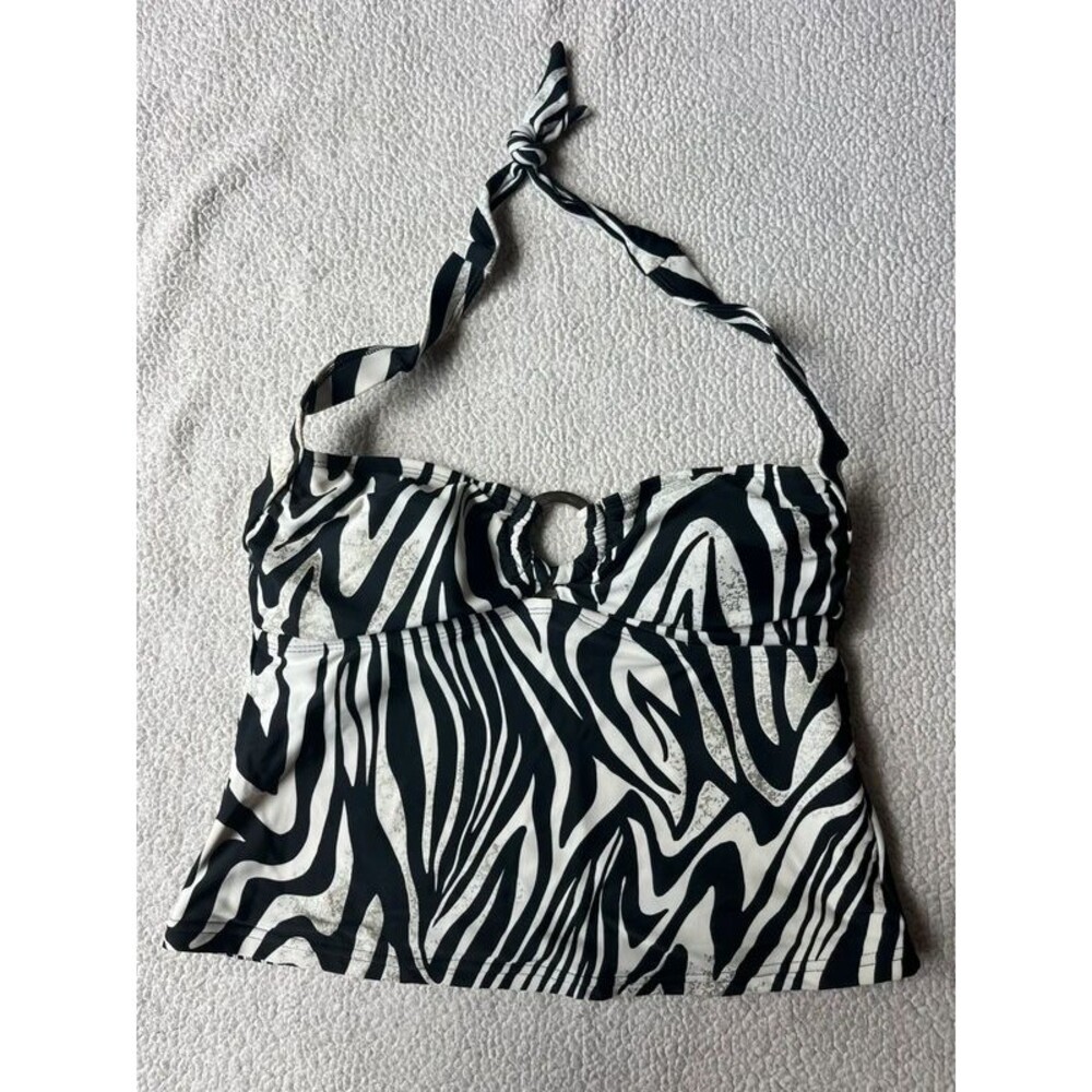 Vintage Y2K Isaac Mizrahi Zebra Sparkle Tankini Top Womens Medium